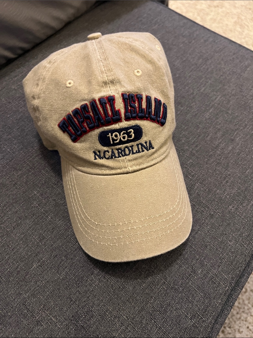 Topsail Island 1963 Khaki Baseball Cap - N. Carolina Embroidered